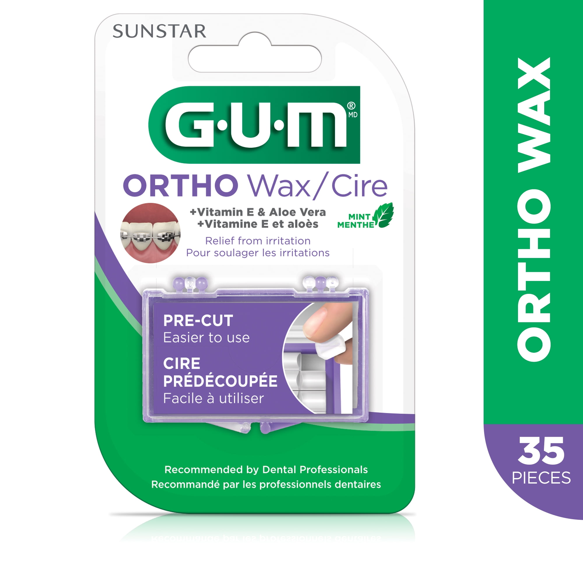 GUM Ortho Wax Mint, 3 Count