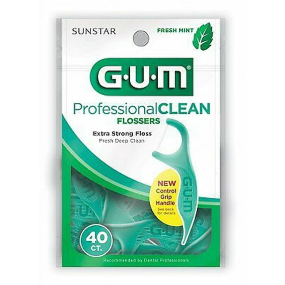 GUM Professional Clean Mint Flossers, 40 Count