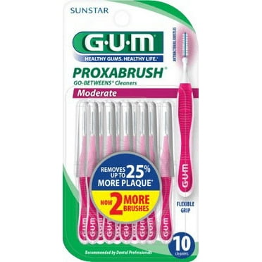 GUM Proxabrush Go-Betweens Cleaners Moderate 10 Count, Interdental Brushes