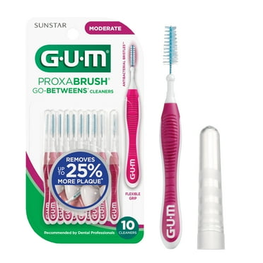 GUM Proxabrush Go-Betweens - Moderate, Interdental Brushes, Soft Bristled Dental Picks, 10 Count