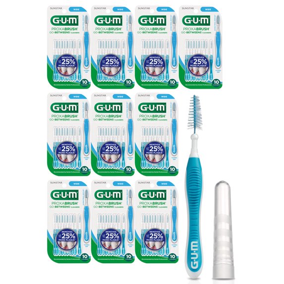GUM Proxabrush Go-Betweens Cleaners WIDE 100 Count, Interdental Brushes