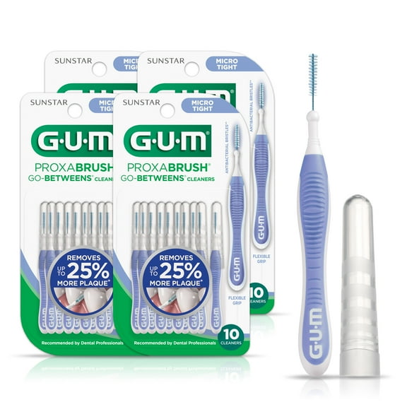 GUM Proxabrush Go-Betweens -Micro Tight, Interdental Brushes, Soft Bristled Dental Picks, 10 Count(Pack of 4)