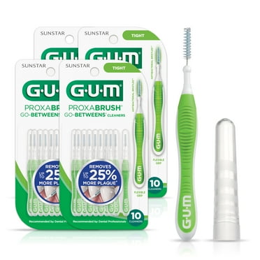 GUM Proxabrush Go-Betweens -Tight, Interdental Brushes,Soft Bristled Dental Picks ,10 Count (4pk)