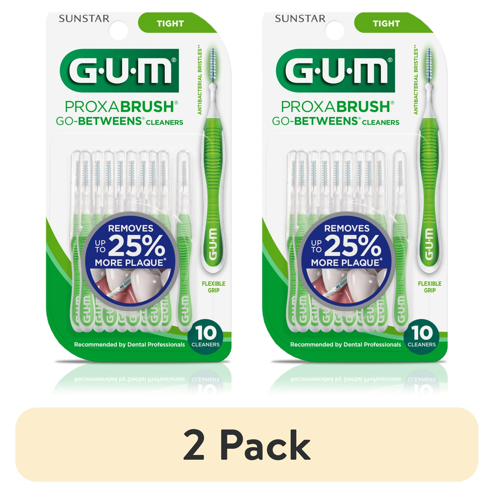 (2 pack) GUM Proxabrush Go-Betweens - Tight, Interdental Brushes, Soft Bristled Dental Picks,  10  Count
