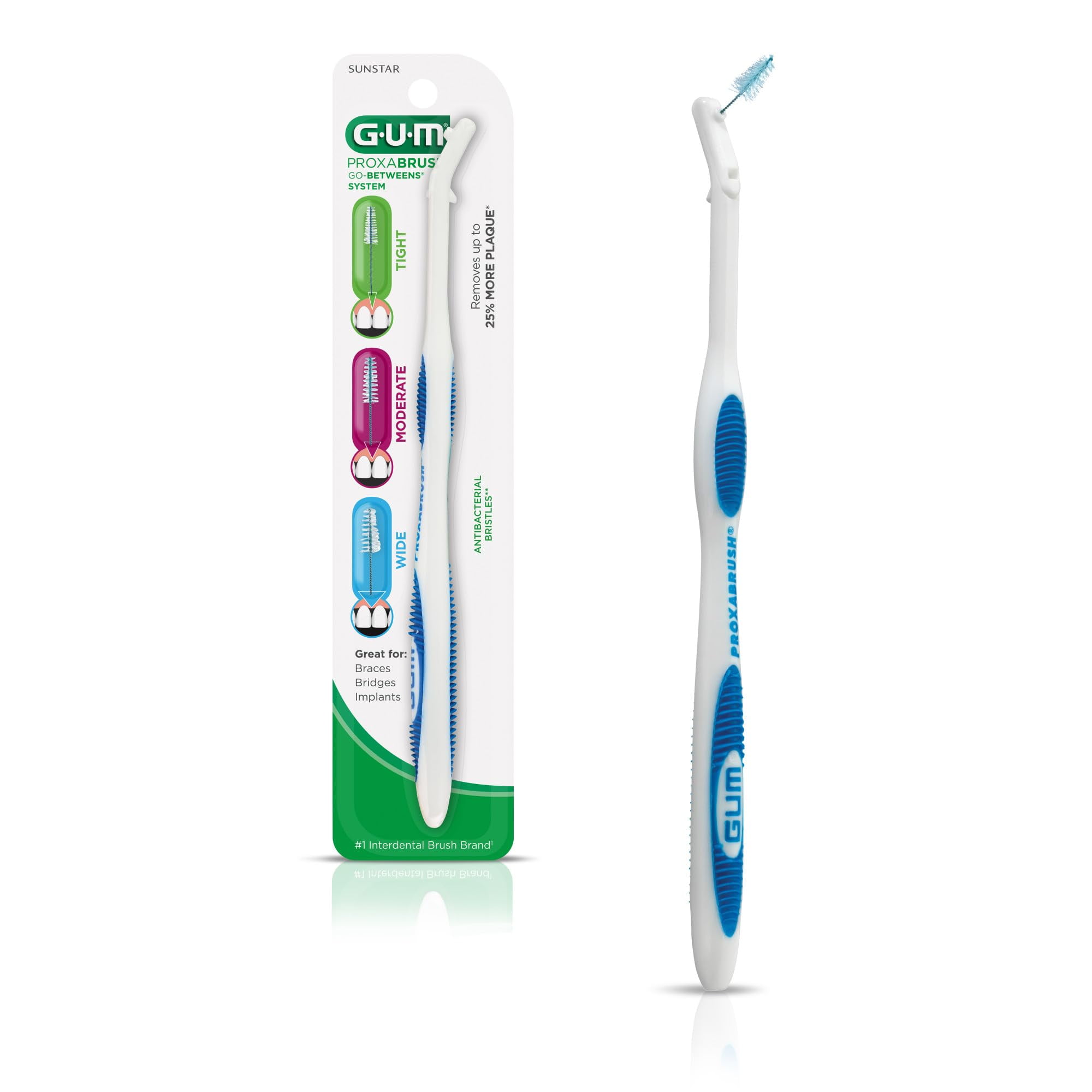 GUM Proxabrush Permanent Handle AIF9 Refills - Compatible with Go-Betweens Interdental Brushes - Floss Picks for Teeth, Braces, and Implants