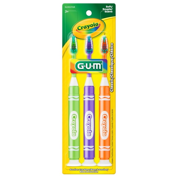 GUM Crayola Kids' Metallic Marker Toothbrush, Soft, Ages 5+, Assorted Colors, 3 Count