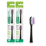 GUM Sonic Powered Toothbrush, Refills, Black 2 Count (Pack of 2)
