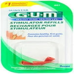 GUM Stimulator Refills - 3 Rubber Tips Included - Compatible with The Stimulator Permanent Handle - Massager, Plaque Removal Health, 3 Count(Pack of 6)