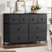 GUNAITO 8 Drawer Dresser Chest of Drawers for Bedroom Fabric Drawer for Kids and Adult Steel Frame and Wooden Top Black Grey