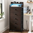thumbnail image 1 of GUNAITO Led Dresser for Bedroom with 5 Drawers Tall Narrow Chest of Drawers Fabric Storage Dresser for Adults,Brown, 1 of 9