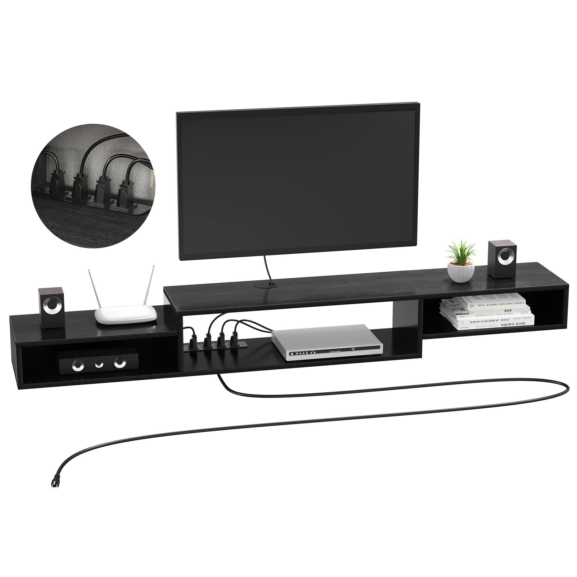 GUNAITO Floating TV Stand Wall Mounted with Power Outlet, Floating TV
