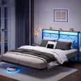 thumbnail image 1 of GUNAITO Full Size Floating Bed Frame Metal Platform Bed with LED Lights & Charging Station Modern Bed with Headboard and Under-bed Storage Black, 1 of 10