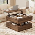 thumbnail image 1 of GUNAITO Lift Top Coffee Table with Storage and Hidden Compartment, Wood Square Coffee Table for Living Room, 31.5'' Small Center Table with Open Display Shelf for Dining Reception Room, Walnut, 1 of 6