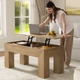 thumbnail image 1 of GUNAITO Lift Top Coffee Table with Storage, Wooden Convertible Coffee Table for Living Room, Farmhouse Center Table, Natural, 1 of 7