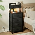 thumbnail image 1 of GUNAITO Nightstand with Charging Station and LED Light Bedside Table with Fabric Drawers and Storage Shelf Tall Nightstand for Bedroom Living Room Small Spaces,Deke Black, 1 of 8