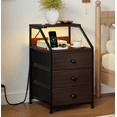 thumbnail image 1 of GUNAITO Led Nightstand with Charging Station Side Table with 3 Drawers End Table with Open Shelf Bedside Table with USB Ports and Outlets Nightstand for Bedroom,Brown, 1 of 10