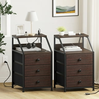 Bonnlo White Nightstand Set of 2, Nightstands with 2 Drawers, Bed