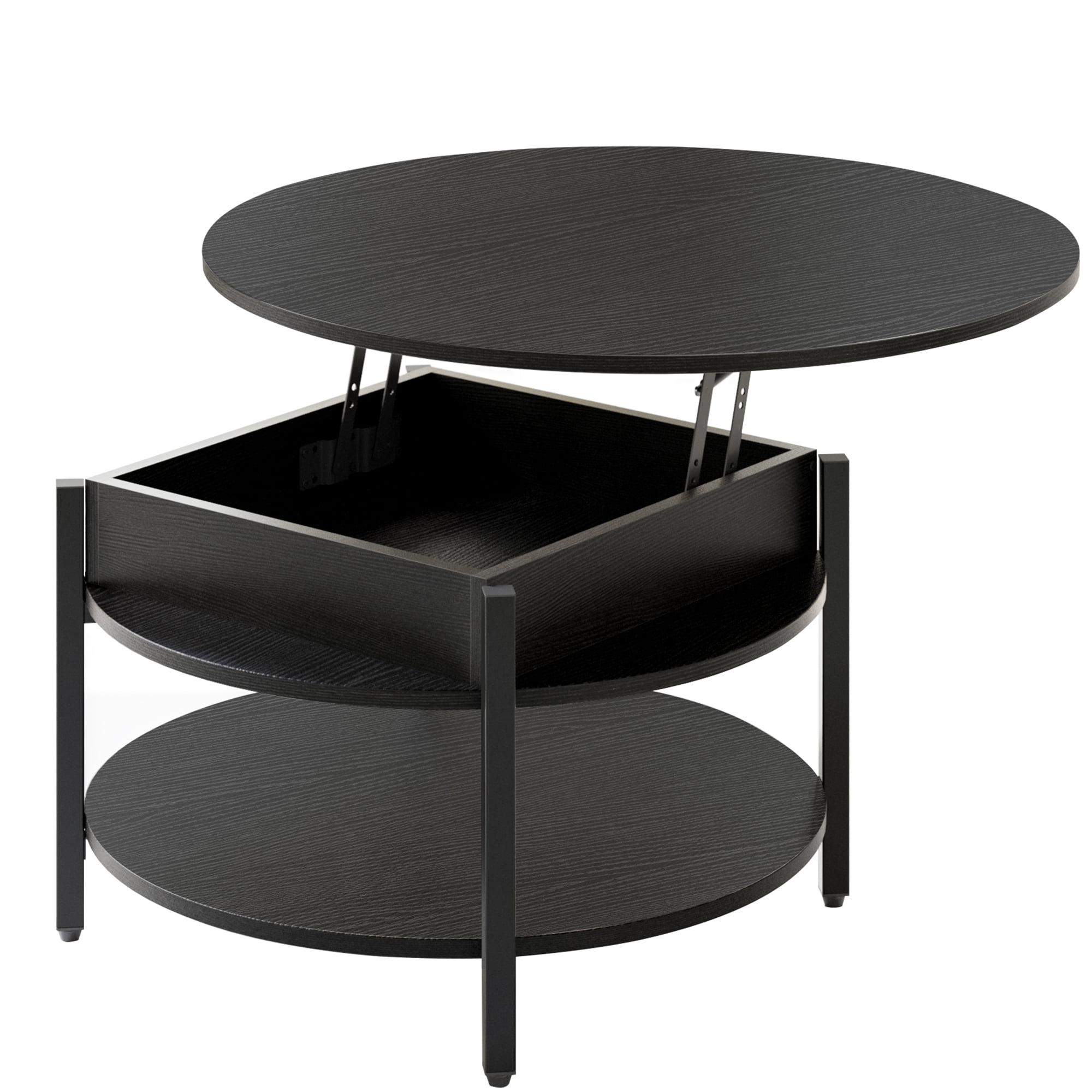 GUNAITO Round Lift Top Coffee Table with Storage Modern Farmhouse ...