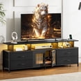 thumbnail image 1 of GUNAITO TV Stand for TV up to 70", Big TV Stand for Living Room Entertainment Center with LED Lights and 4 Fabric Drawers , Black, 1 of 9