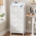 thumbnail image 1 of GUNAITO Led Dresser for Bedroom with 5 Drawers Tall Narrow Chest of Drawers Fabric Storage Dresser for Adults,White, 1 of 9