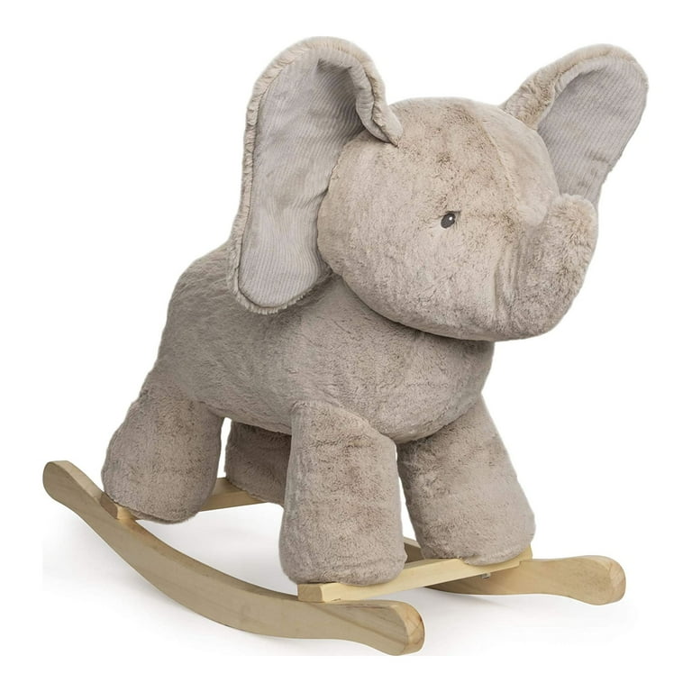 GUND 23 Inch Baby Elephant Plush Stuffed Animal Rocker w/ Wooden