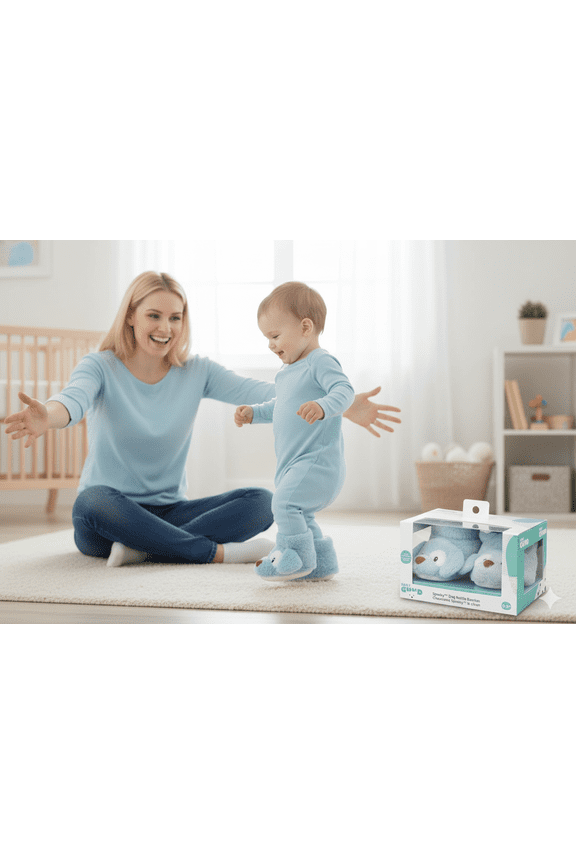 Baby GUND Spunky Puppy Rattle Booties 2-Pair Bundle, Plush Infant Shoes, Blue (One Size Fits All)