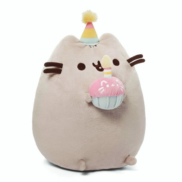 GUND Pusheen Snackables Birthday Cupcake Plush Stuffed Animal, Gray, 10.5"