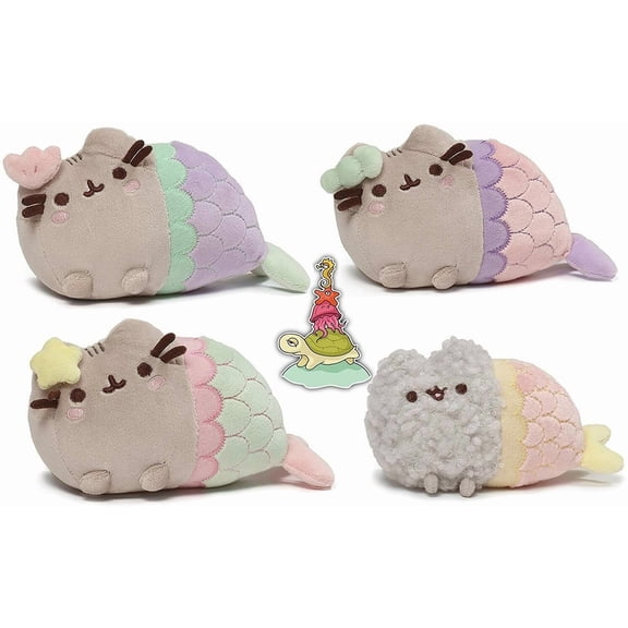 GUND Pusheen The Cat and Stormy as Mermaids Collection of 4 Mini Plush Toys 3-4"