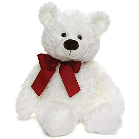 GUND Valentine's Day Hart Teddy Bear with Red Bow Stuffed Animal Plush, White, 18"