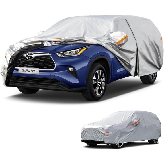 GUNHYI 6-Layer Waterproof All Weather SUV Car Cover Full Exterior, Heavy Duty Sun Snow Rain, Fits Toyota Highlander 2013-2026