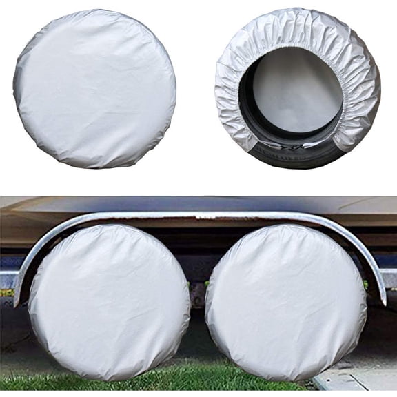 Kayme Spare Tire Cover, Waterproof, Sliver Aluminum, Fit for 24-26 in, 4 Pack