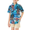 thumbnail image 1 of GUNIA Boys Hawaiian Shirt Short Sleeve Casual Button Down Kids Beach Vacation Shirts Tropical Summer Tops 3-13 Years Blue, 1 of 7
