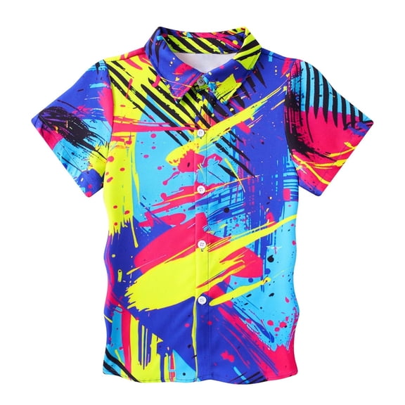 GUNIA Boys Hawaiian Shirt Short Sleeve Casual Button Down Kids Beach Vacation Shirts Tropical Summer Tops 4-14 Years Comfy