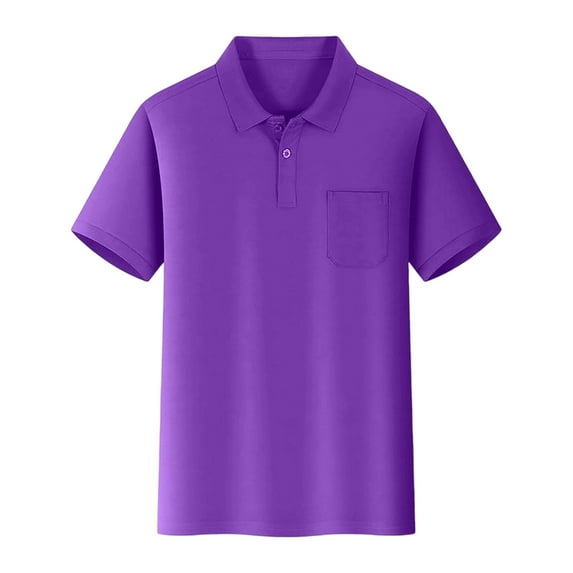 GUNIA Boys Polo Shirts Short Sleeve Solid Color Casual Button Down School Uniform Shirt Golf Shirts For Boys Youth Kids 4-12 Years Purple