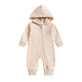 thumbnail image 1 of GUNIA Boys Valentines Outfit Newborn Infant Baby Long Sleeve Hooded Romper Fleece Jumpsuit Green Valentine'S Day Sweatsuits For Boys Beige 0-3 Months, 1 of 7