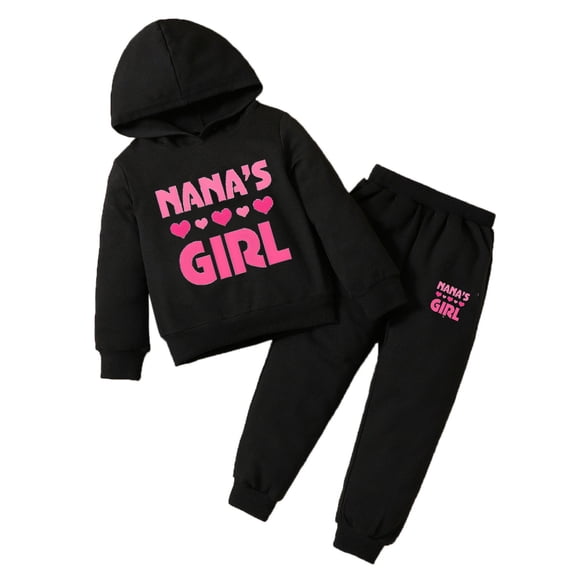 GUNIA Girls 2 Piece Outfits Hoodie Sweatsuit Sets Toddler Kids Baby Unisex Solid Long Sleeve Warm Fleece Pullover Tops Pants Tracksuit Sweatshirt And Sweatpants Joggers Set Black 3-4 Years