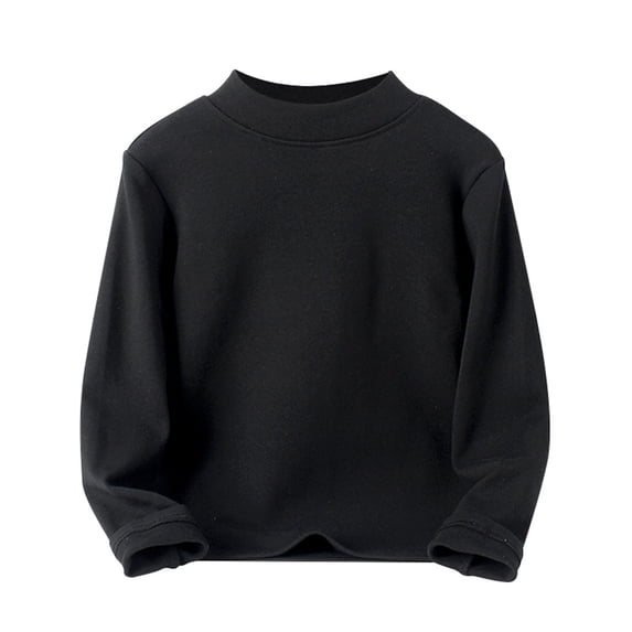 GUNIA Girls Long Sleeve Shirts Casual Solid Color Turtleneck Basic Kids Spring Fall Tops Toddler Tees Black 5-6 Years