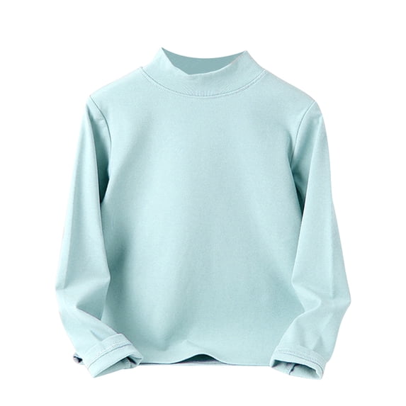GUNIA Girls Long Sleeve Shirts Casual Solid Color Turtleneck Basic Kids Spring Fall Tops Toddler Tees Light Blue 5-6 Years