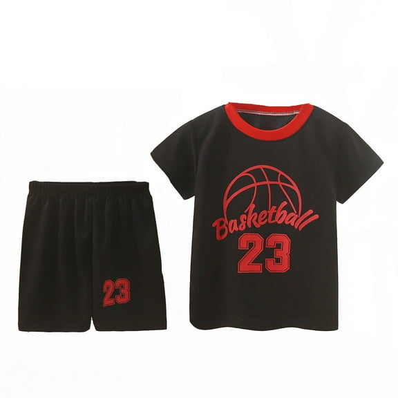 GUNIA Kid Toddler Boy Clothes Summer Outfits Sports Shorts Sets Tracksuit 2 Piece Basketball Performance Tank Top Mesh Shorts Quick Drying 1-12 Years Boys Outfit Set Black 18-24 Months