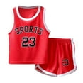 thumbnail image 1 of GUNIA Kid Toddler Boy Clothes Summer Outfits Sports Shorts Sets Tracksuit 2 Piece Basketball Performance Tank Top Mesh Shorts Set Boys Outfit Set Red 9-10 Years, 1 of 3