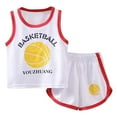 thumbnail image 1 of GUNIA Kid Toddler Boy Clothes Summer Outfits Sports Shorts Sets Tracksuit 2 Piece Basketball Performance Tank Top Mesh Shorts Set Boys Outfit Set White 3-4 Years, 1 of 3