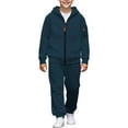 thumbnail image 1 of GUNIA Kids Boy's Active Tracksuits Sets Casual Solid Color Outfits Two Piece Comfortable Daily Wear Soft Toddler Loungewear Top Shorts Boys Sweatsuits Navy 12-13 Years, 1 of 6