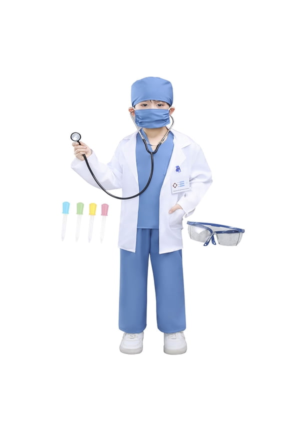 Kids Toddler Baby Boy Outfits Children White Lab Coat Doctors Play Dress Boys Clothes Set Grey 8-9 Years