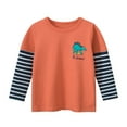 thumbnail image 1 of GUNIA Kids Toddler Boys Long Sleeve Shirts Stripes Color Block Crewneck Casual Basic Active Tops Tee Tunic T-Shirt 12M-7Y Orange, 1 of 7