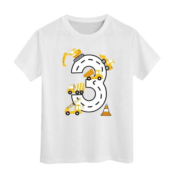GUNIA Kids Toddler Boys Shirts Funny Graphic Short Sleeve Crewneck Casual Basic T-Shirt Tees Summer Tops For Boy Youth 3-13 Years White