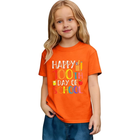 GUNIA Kids Toddler Boys Shirts Graphic Short Sleeve Crewneck Casual Basic T-Shirt Tees Summer Tops For Boy Youth 2-13 Years Orange