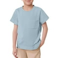 thumbnail image 1 of GUNIA Kids Toddler Boys Shirts Solid Color Short Sleeve Crewneck Casual Basic T-Shirt Tees Summer Tops For Boy Youth 3-13 Years Light Blue, 1 of 4