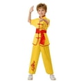 thumbnail image 1 of GUNIA Kung Fu Uniform For Boys Girls Tracksuits Children'S Unisex Short Sleeve Shirt With Wushu Trousers Satin Suit Arts Clothing Sets Yellow 11-12 Years, 1 of 3