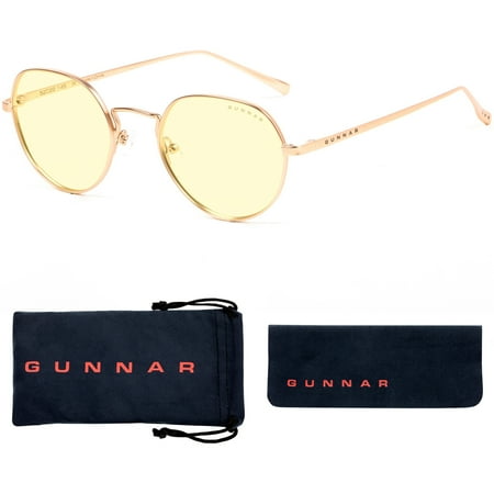 GUNNAR Gaming & Computer Glasses - Infinite, Gold, Amber-React Tint - Gold Frame/Amber React Lens