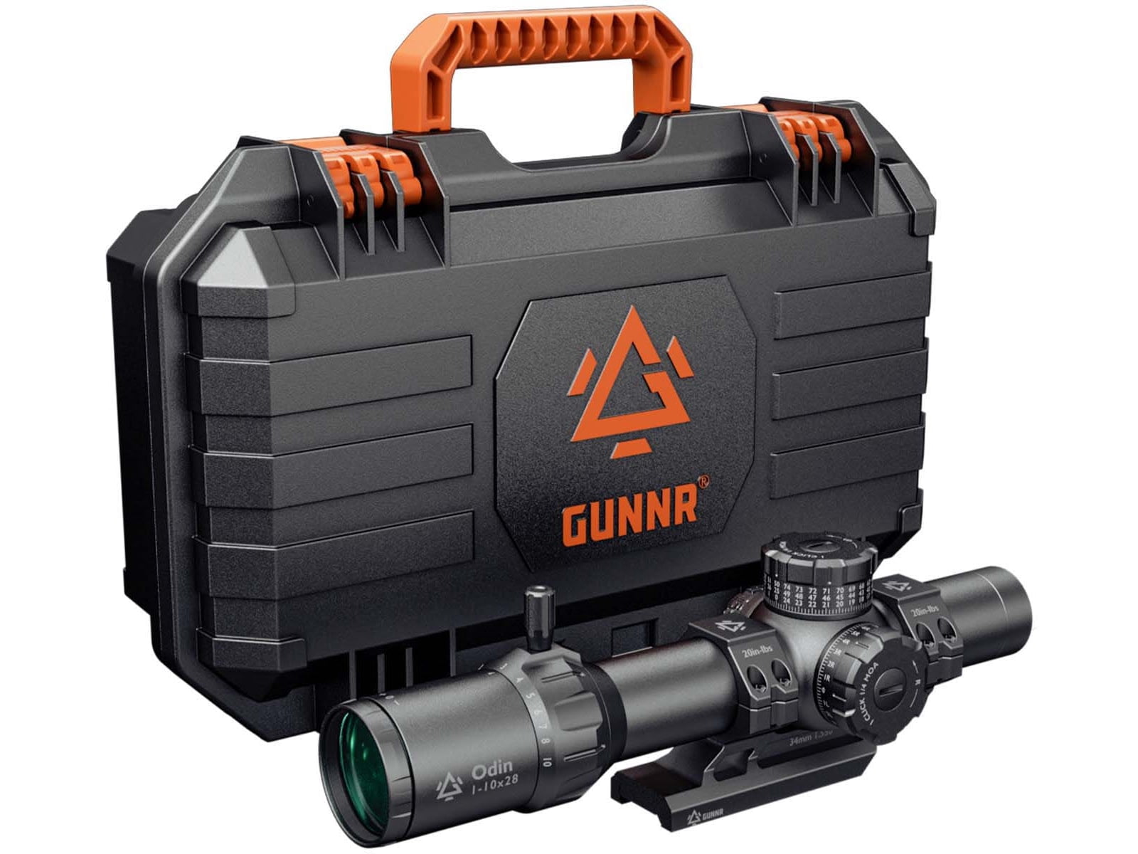 GUNNR Odin ED 1-10x28mm LPVO 34mm Tube Rifle Scope w/Mount and Case, First Focal Plane w/Mount and Case, MOA, Black